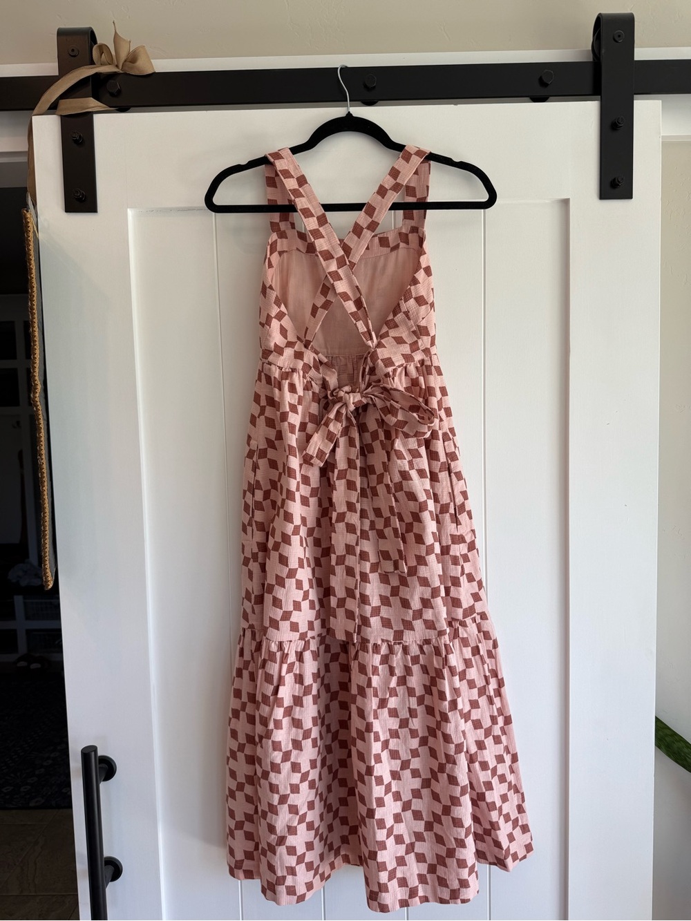 Madewell Pink and Brown Checked Tiered Dress - Picture 3 of 5